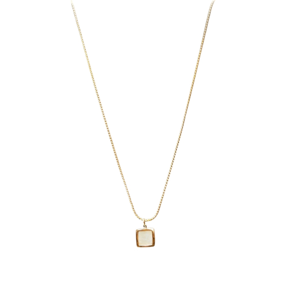 Stainless Steel Gold‎ Overlay Necklace with Pearly White Pendant 18"-20" NWT